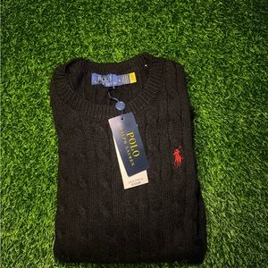 Polo by Ralph Lauren Black Cable Knit Sweater